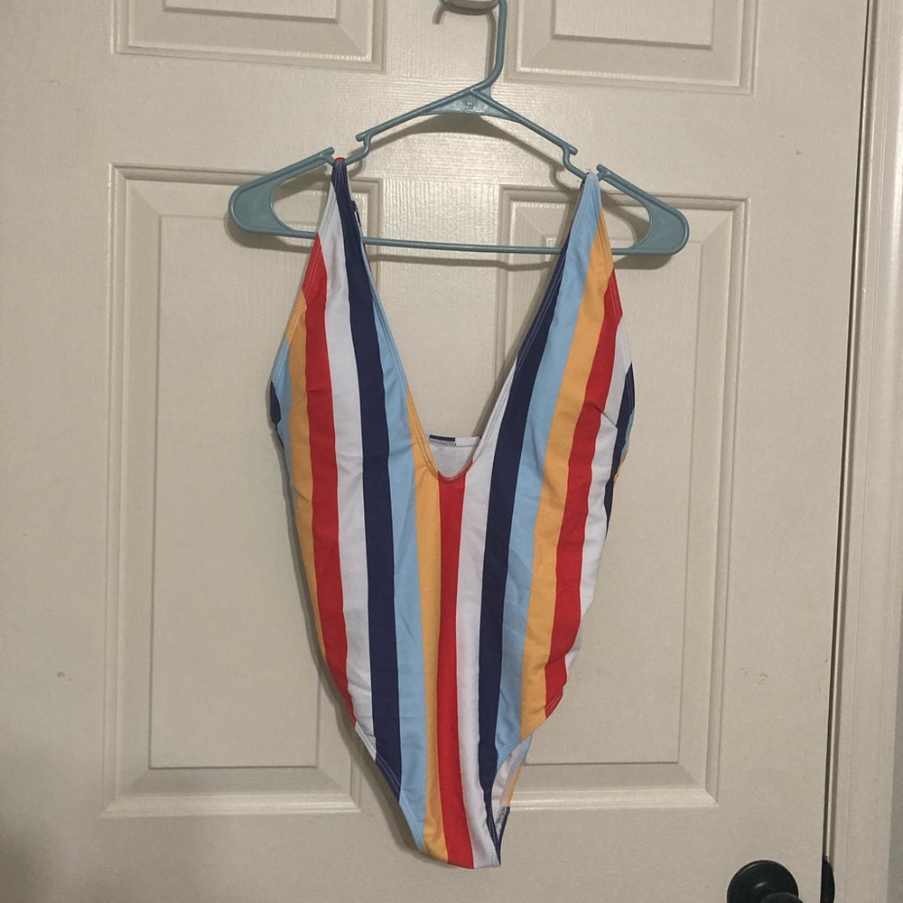 striped one piece swimsuit